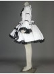 Black And White Long Sleeves Lace Trim Cotton Gothic Lolita Dress