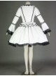 Black And White Long Sleeves Lace Trim Cotton Gothic Lolita Dress