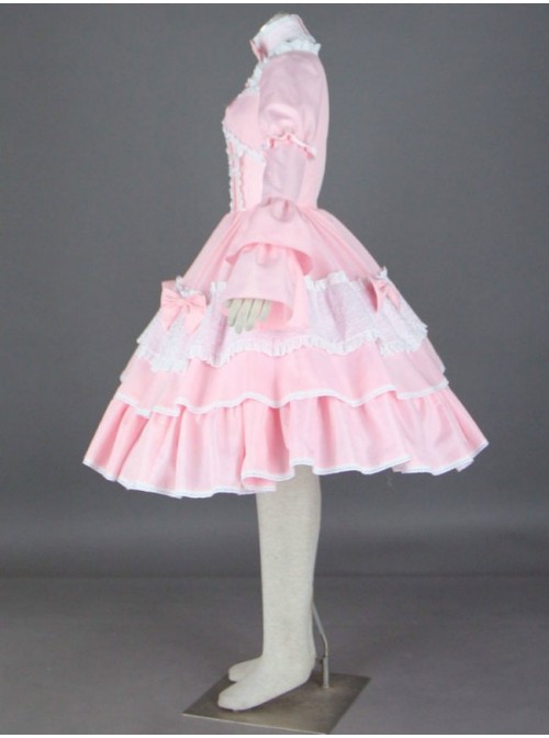 Pink Long Sleeves Cotton Sweet Lolita Dress