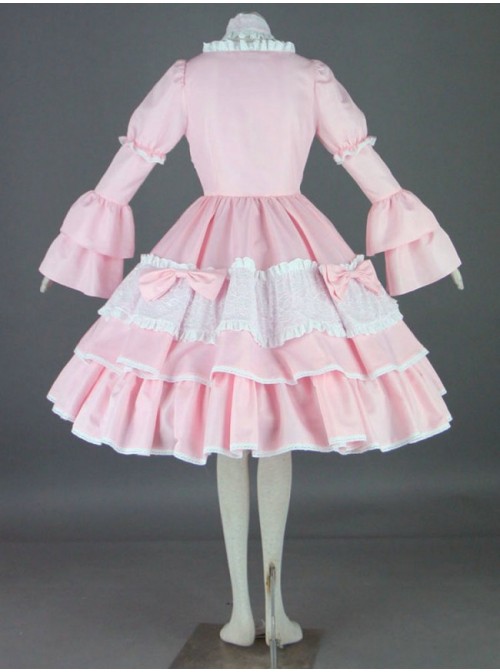 Pink Long Sleeves Cotton Sweet Lolita Dress