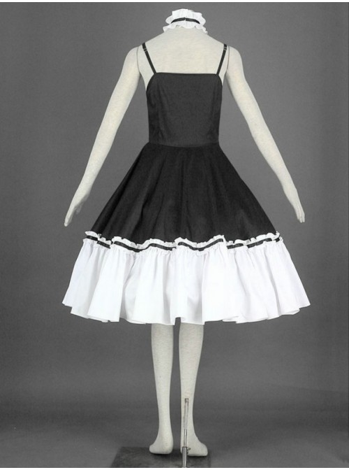 Black And White Cute Girls Cotton Sweet Lolita Dress