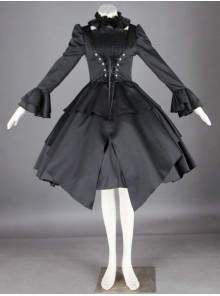 Gorgeous Black Long Sleeves Cotton Gothic Lolita Dress