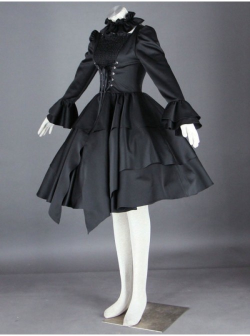 Gorgeous Black Long Sleeves Cotton Gothic Lolita Dress