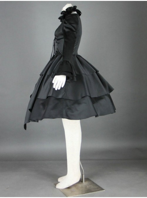 Gorgeous Black Long Sleeves Cotton Gothic Lolita Dress