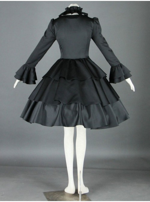 Gorgeous Black Long Sleeves Cotton Gothic Lolita Dress