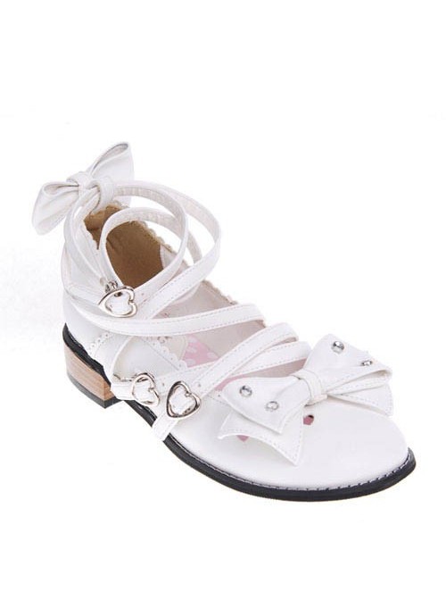 White 1.0" Heel High Cute Suede Round Toe Bow Platform Girls Lolita Shoes