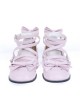 Pink 1.0" Heel High Cute Suede Round Toe Bow Platform Girls Lolita Shoes