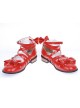 Red 1.0" Heel High Cute Suede Round Toe Bow Platform Girls Lolita Shoes