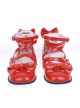 Red 1.0" Heel High Cute Suede Round Toe Bow Platform Girls Lolita Shoes