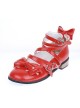 Red 1.0" Heel High Cute Suede Round Toe Bow Platform Girls Lolita Shoes