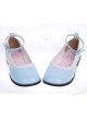 Sky-Blue 1.0" Heel High Cute Polyurethane Round Toe Ankle Straps Platform Girls Lolita Shoes