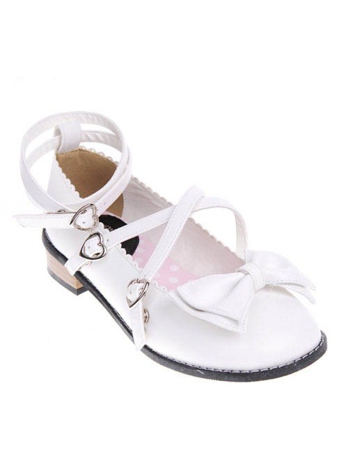 White 1.0" Heel High Adorable Polyurethane Point Toe Ankle Straps Platform Girls Lolita Shoes