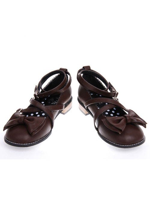 Brown 1.0" Heel High Elegant Polyurethane Point Toe Ankle Straps Platform Girls Lolita Shoes