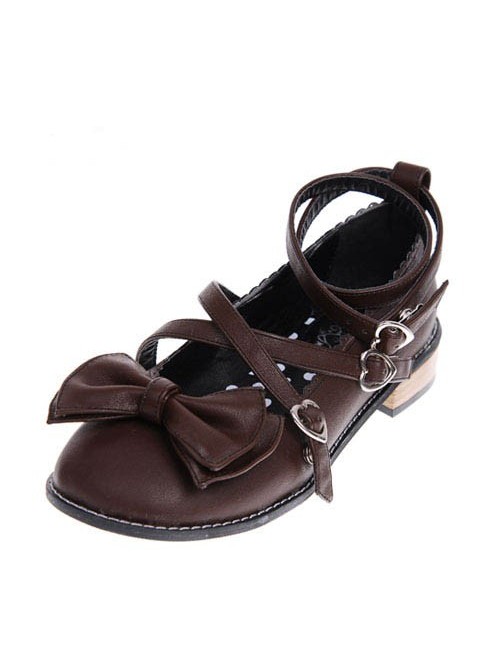 Brown 1.0" Heel High Elegant Polyurethane Point Toe Ankle Straps Platform Girls Lolita Shoes