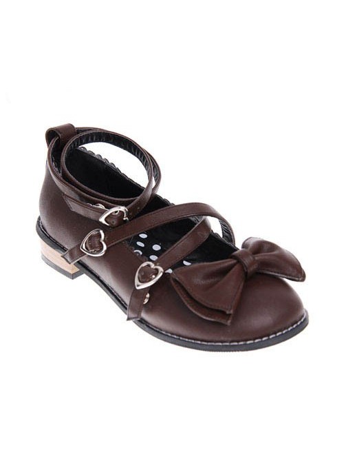 Brown 1.0" Heel High Elegant Polyurethane Point Toe Ankle Straps Platform Girls Lolita Shoes