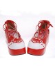 Red 2.4" Heel High Special PU Round Toe Ankle Straps Platform Girls Lolita Shoes