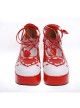 Red 2.4" Heel High Special PU Round Toe Ankle Straps Platform Girls Lolita Shoes