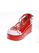 Red 2.4" Heel High Special PU Round Toe Ankle Straps Platform Girls Lolita Shoes