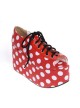 Red 3.9" Heel High Elegant PU Point Toe Cross Straps Platform Lady Lolita Shoes