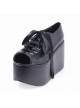 Black 3.9" Heel High Lovely Patent Leather Point Toe Cross Straps Platform Women Lolita Shoes