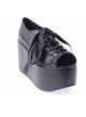 Black 3.9" Heel High Lovely Patent Leather Point Toe Cross Straps Platform Women Lolita Shoes