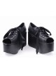 Black 3.9" Heel High Lovely Patent Leather Point Toe Cross Straps Platform Women Lolita Shoes