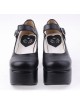 Black 3.7” Heel High Lovely PU Round Toe Cross Straps Platform Lady Lolita Shoes