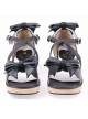 Black 2.1" Heel High Lovely PU Point Toe Bowknot Platform Lady Lolita Sandals
