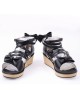 Black 2.0" Heel High Lovely PU Point Toe Ankle Straps Platform Lady Lolita Sandals