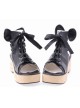 Black 2.7" Heel High Romatic PU Point Toe Cross Straps Platform Lady Lolita Sandals