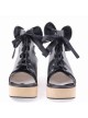 Black 2.7" Heel High Romatic PU Point Toe Cross Straps Platform Lady Lolita Sandals