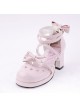 Pink 2.5" Heel High Cute Patent Leather Point Toe Bow Decoration Platform Lady Lolita Shoes