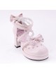 Pink 2.5" Heel High Cute Patent Leather Point Toe Bow Decoration Platform Lady Lolita Shoes