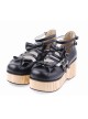 Black 2.7" Heel High Adorable Patent Leather Round Toe Bow Decoration Platform Lady Lolita Shoes