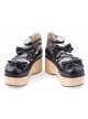 Black 2.7" Heel High Adorable Patent Leather Round Toe Bow Decoration Platform Lady Lolita Shoes