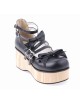 Black 2.7" Heel High Adorable Patent Leather Round Toe Bow Decoration Platform Lady Lolita Shoes