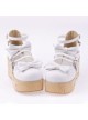 White 2.7" Heel High Adorable Patent Leather Round Toe Bow Decoration Platform Lady Lolita Shoes