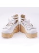 White 2.7" Heel High Adorable Patent Leather Round Toe Bow Decoration Platform Lady Lolita Shoes