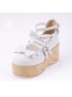 White 2.7" Heel High Adorable Patent Leather Round Toe Bow Decoration Platform Lady Lolita Shoes