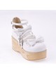 White 2.7" Heel High Adorable Patent Leather Round Toe Bow Decoration Platform Lady Lolita Shoes