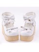 White 2.7" Heel High Special Patent Leather Round Toe Bow Decoration Platform Women Lolita Shoes