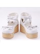 White 2.7" Heel High Special Patent Leather Round Toe Bow Decoration Platform Women Lolita Shoes