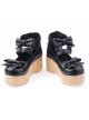 Black 2.7" Heel High Lovely Patent Leather Round Toe Bow Decoration Platform Women Lolita Shoes