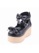 Black 2.7" Heel High Lovely Patent Leather Round Toe Bow Decoration Platform Women Lolita Shoes