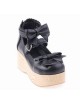 Black 2.7" Heel High Lovely Patent Leather Round Toe Bow Decoration Platform Women Lolita Shoes