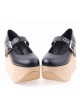 Black 3.9" Heel High Romatic Synthetic Leather Point Toe Ankle Straps Platform Women Lolita Shoes