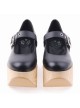 Black 3.9" Heel High Romatic Synthetic Leather Point Toe Ankle Straps Platform Women Lolita Shoes