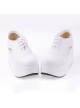 White 3.1" Heel High Romatic Suede Point Toe Cross Straps Platform Women Lolita Shoes