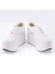 White 3.1" Heel High Romatic Suede Point Toe Cross Straps Platform Women Lolita Shoes