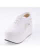 White 3.1" Heel High Romatic Suede Point Toe Cross Straps Platform Women Lolita Shoes